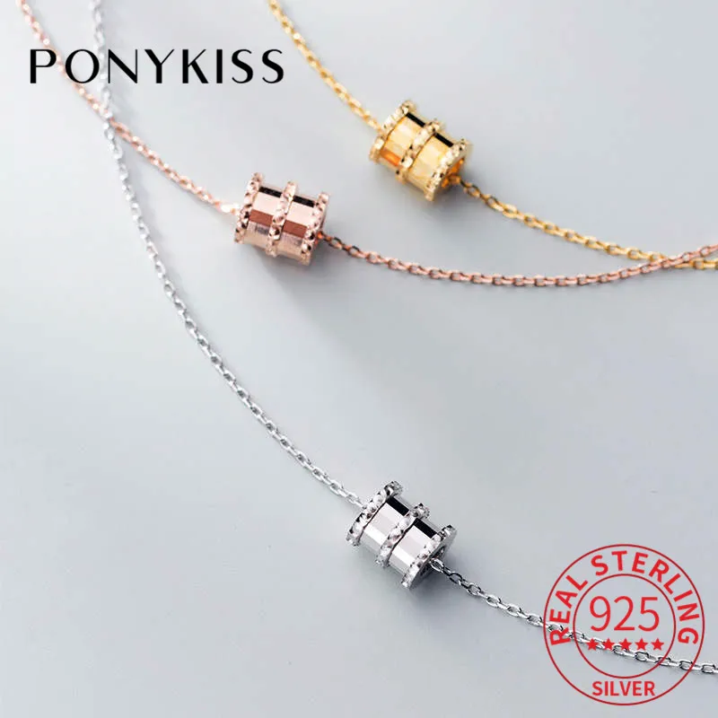 PONYKISS Настоящее серебро 925 проба круглый кулон Annulus ожерелье женские вечерние