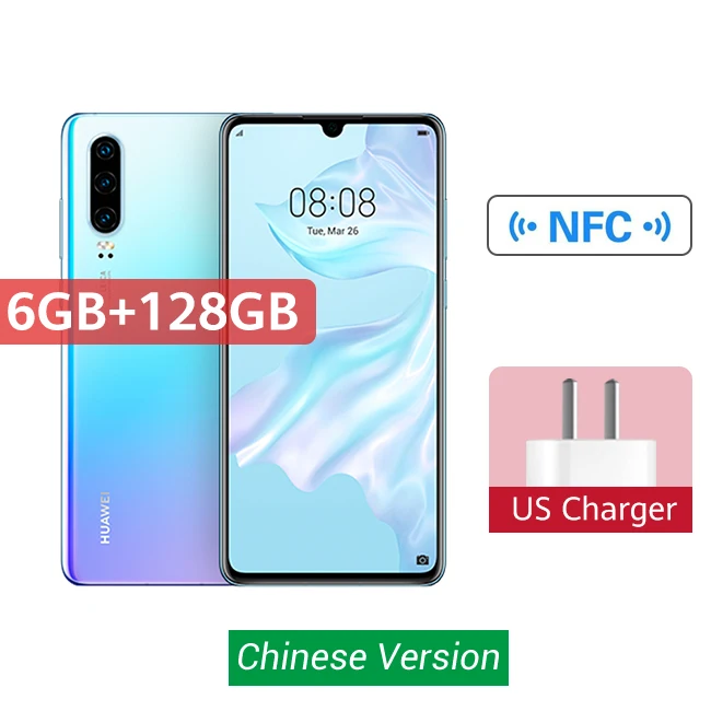 8GB 128GB Sky huawei P30 6 ГБ 8 ГБ 128 Kirin 980 смартфон 30x цифровой зум Quad Камера 6,1 ''Full Экран OLED NFC 3650 мАч - Цвет: 8GB 128GB Sky