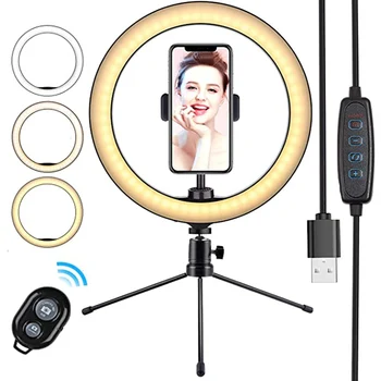 

10" Selfie Ring Light with Tripod Stand LED Ring Lamp with Remote Control for Video Photography Makeup Youtube