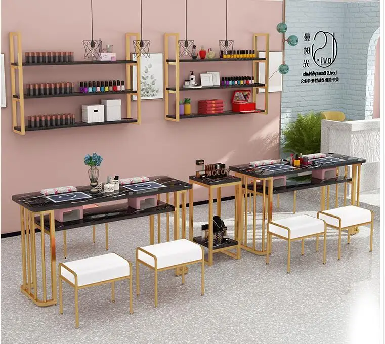 Simple and modern solid wood drawer manicure table double storage single manicure table double desk and chair set combination