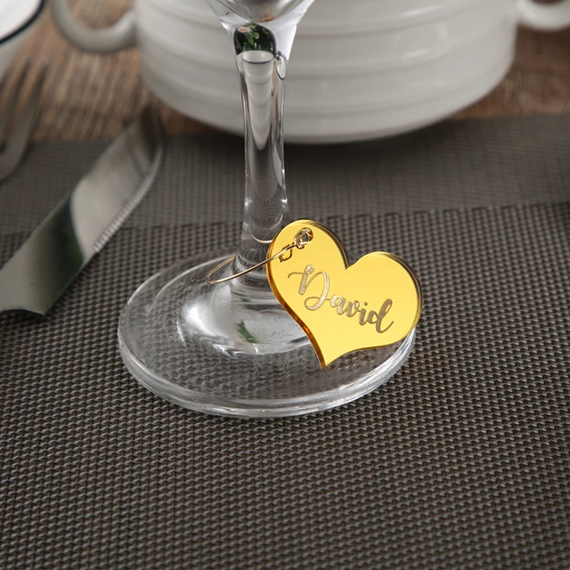 Wooden Wine Glass Markers Wedding Guest Wine Glass Charm Markers - Laser  Engraved Wood Heart Tags With Silver Hooks, Bride/Groom/Maid Of Honor, Etc.  Laser Engraved Wood Drink Markers