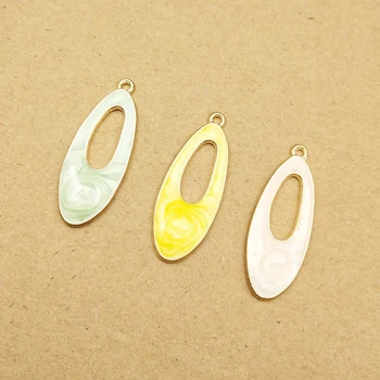 

10pcs 14x37mm enamel geometirc oval charm for jewelry making and crafting fashion earring pendant necklace and bracelet charms