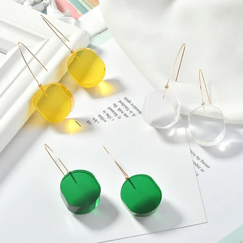 

Cool transparent earrings acrylic pendant Candy-colored earrings simple personality ear hook cool wind diy accessories