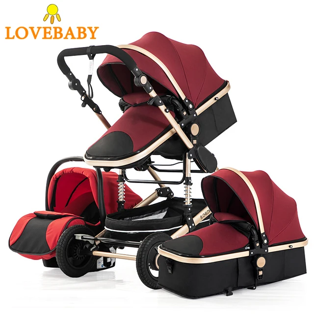 $US $123.54  Baby Stroller High Landscape 3 In 1 Baby Carriage High View Pram Four Wheel 360 Rotation Shock Stro