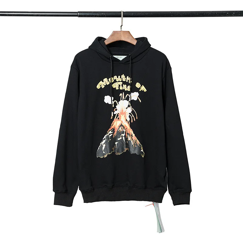 19SS OFF-WHITE OW Осень-Зима Новая высококачественная мужская толстовка с принтом вулканического извержения