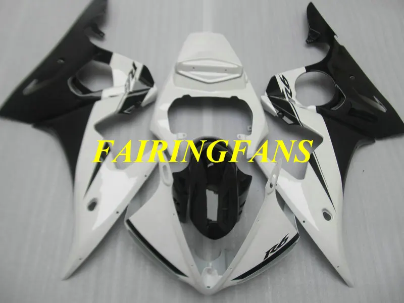 Мотоцикл обтекатель комплект для YAMAHA YZFR6 03 04 05 YZF R6 2003 2004 2005 YZF600 черные белые Обтекатели Кузов+ подарки YJ44