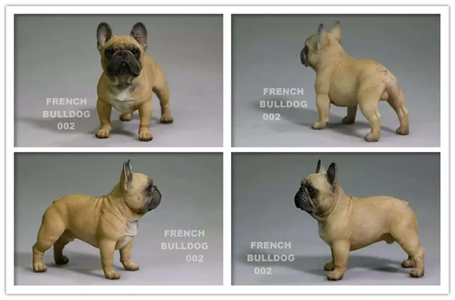 1/6 Hand-made PVC Simulation Animal French Bulldog Toy with Collar and Chain Mini Ornaments for 12 inch Action Figure Body 4