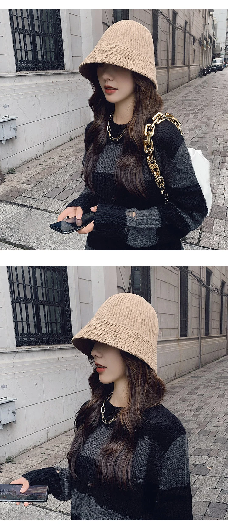 New fashion casual thick warm winter solid knit cap temperamental women comfortable high quality elegant cute solid bucket hat frog bucket hat