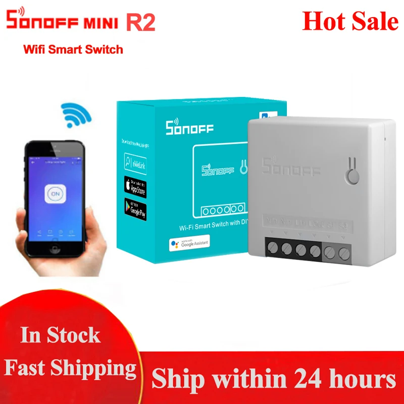 Интеллектуальный выключатель света Sonoff мини R2 Wi Fi DIY умный переключатель двухстороннее радио пульт