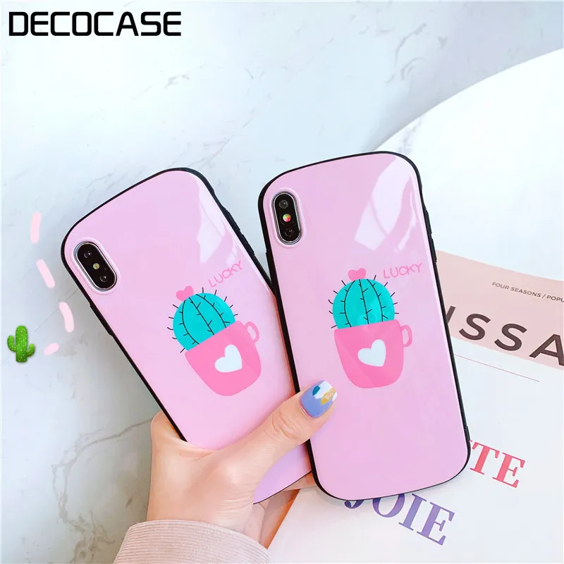 DECOCASE модный кактус розовый защитный телефон для девочек чехол iPhone 6 6s 7 8 Plus X XR XS Max