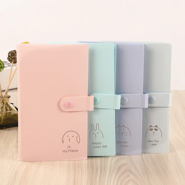 Transparent Multi-layer 120 Cards Korean Student Button-style Business Card Book Storage Clip 3 Inch Photo Business Card Book