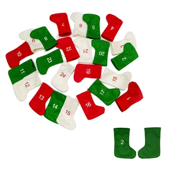 

24pcs Decorations Tree Advent Calendar Socks Christmas Stockings Party Ornament 24 Days Countdown Home DIY Kids Hanging Gift Bag
