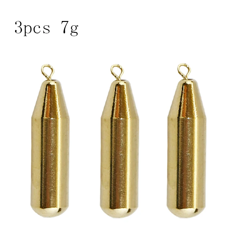 3pcs 7g AI-SHOUYU, 1,8 г, 3,5 г, 5 г, 7 г, 10 г, латунные пули, грузики, грузила, весовые грузила, свинцовый окунь, щука, чуб, рыболовные снасти - Цвет: 3pcs 7g