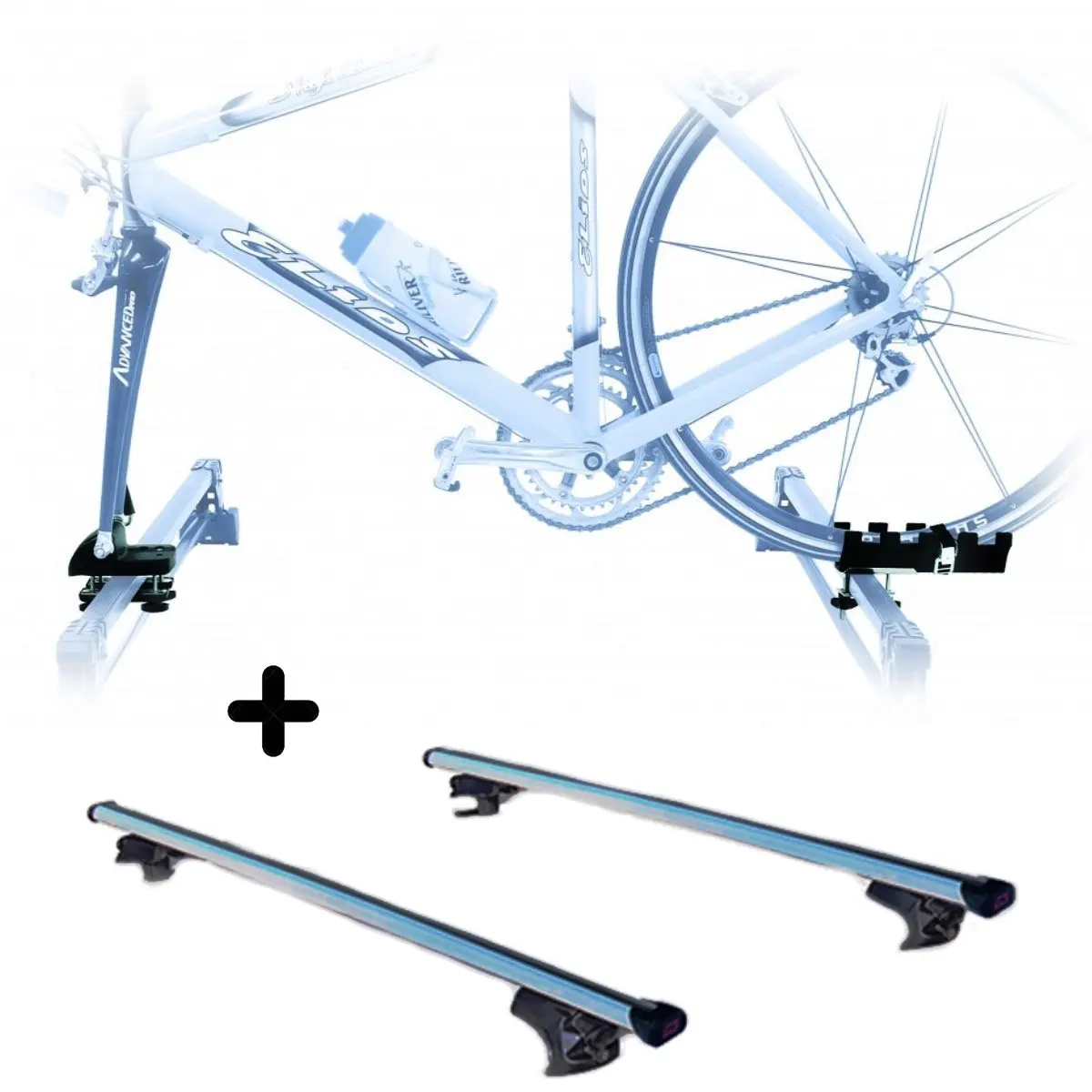 3x Portabicicletas de techo, Soporte para bicicletas para el techo del coche  con barra de aluminio con llave TOUR - Amos Aluminio 7617