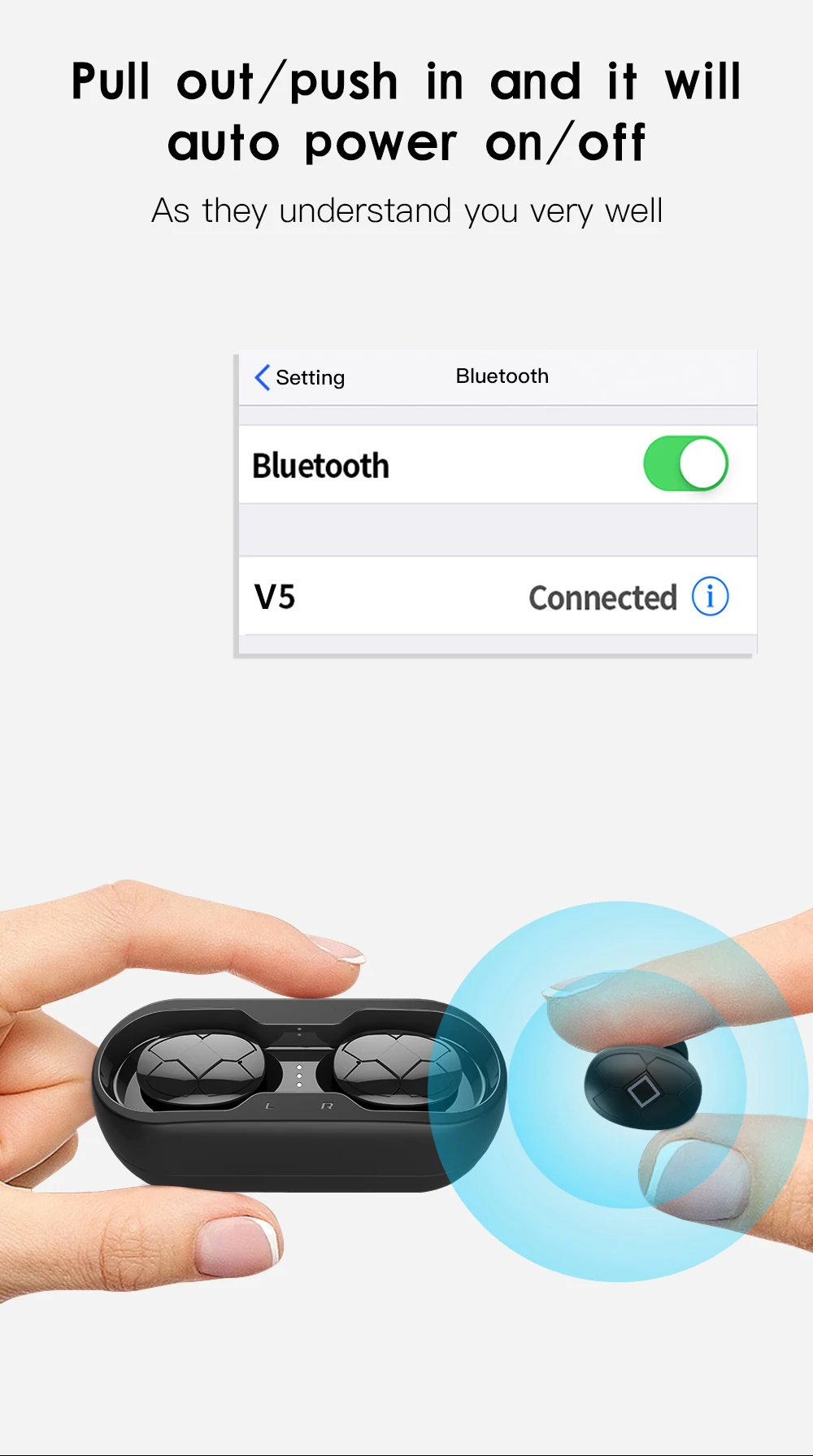 Femperna TWS Bluetooth наушники Bluetooth 5,0 светодиодный 3D стерео Музыка беспроводные наушники сенсорное управление с 300 мАч power Bank