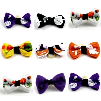 

New10pcs/set Halloween Dog Bows Pumpkin Skull Dog Pet Hair Bows Pet Bows For Small Dog Holidays Pet Supplies Grooming Products