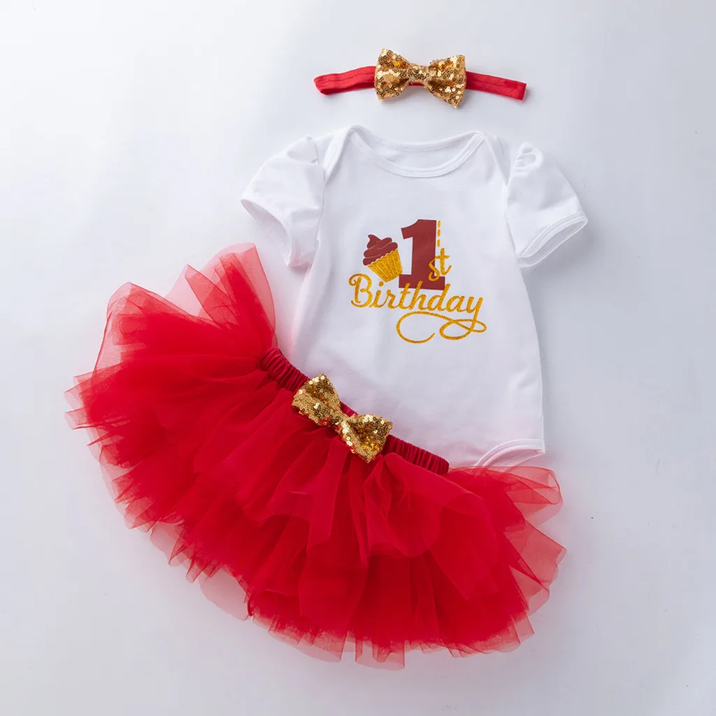 Одежда для новорожденных девочек с надписью «My First Birthday»; комбинезон с короткими рукавами и цифрами; однотонная фатиновая юбка-пачка; Roupa Infantil Menina