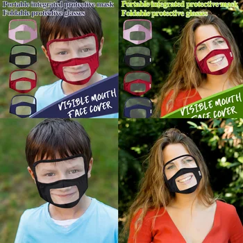 

Child and Adult Máscara facial Protective Scarf Face Mask with Eyes Shield Mask With Clear Window Visible Mouth Mask For Face