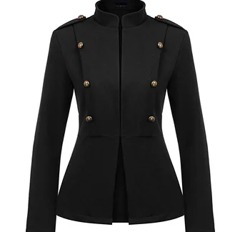 

Europe and America Late autumn New women's style Casual stand Button OL Office coat Elegant business Femme Jackets Blazer Suit