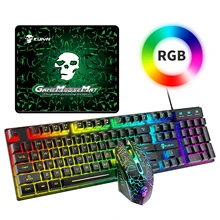 AJAZZ USB 104 Key Mechanical Computer Keyboard Wired RGB Backlit Keyboard Mouse Set Rainbow Backlit Gaming Keyboard