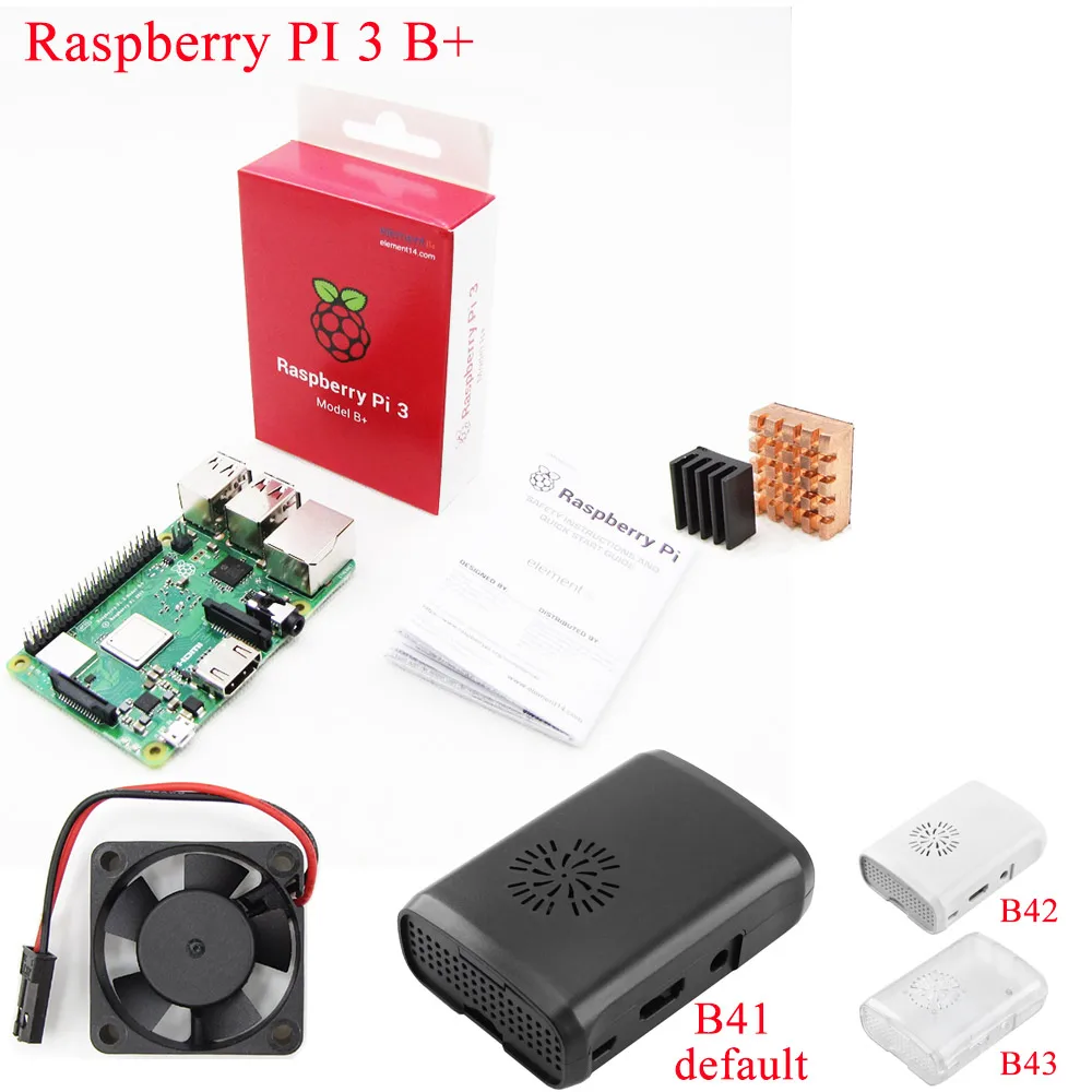 Raspberry PI 3 Model B+ Plus стартовый комплект PI 3 плата+ чехол-коробка+ вентилятор охлаждения+ sd-карта 16 Гб или 32 ГБ+ теплоотвод+ адаптер питания+ кабель HDMI - Комплект: Комплект 1