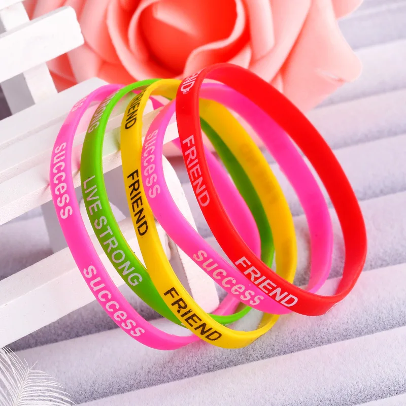 Sports Best Friend Printed Letters Luminous Silicone Bracelets & Bangles Women Fluorescent Rubber Fitness Wristband Bracelet Silicone Wristband