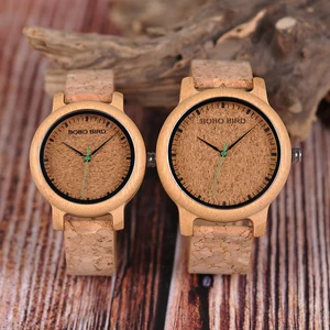 Часы наручные BOBO BIRD Top Couple мужские, деревянные брендовые люксовые, с пробковым ремешком, в подарочной коробке для влюбленных