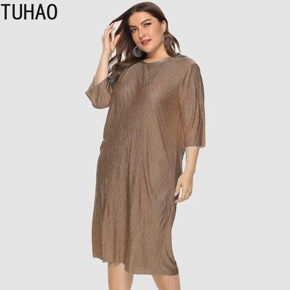 TUHAO женское офисное прямое платье осень размера плюс 4XL 3XL свободные платья Женская одежда большого размера 2XL LW110