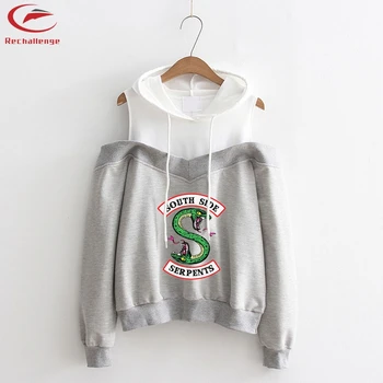 

Riverdale 2018 Fashion Hoodies Women Long Sleeve Off-Shoulder Hooded Sweatshirts Popular TV series Printed New Style