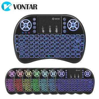 VONTAR-miniteclado inalámbrico i8, periférico con idioma hebreo e inglés, 2,4G, Touchpad, ratón, Combo para Tv box, Mini pc, ps3