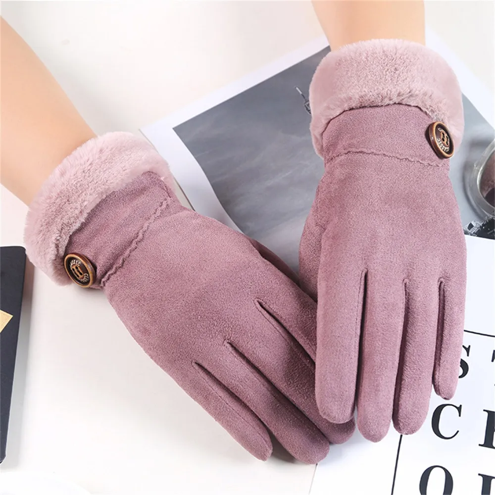 Женские зимние меховые перчатки модные сексуальные ветрозащитные осенние и зимние однотонные теплые бархатные перчатки варежки для женщин