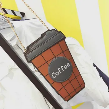 

2020 Funny Chains Coffee Cup Women Designer Shoulder Messenger Bag Luxury Pu Leather Cute Crossbody Bag Ladies Chic Small Purses