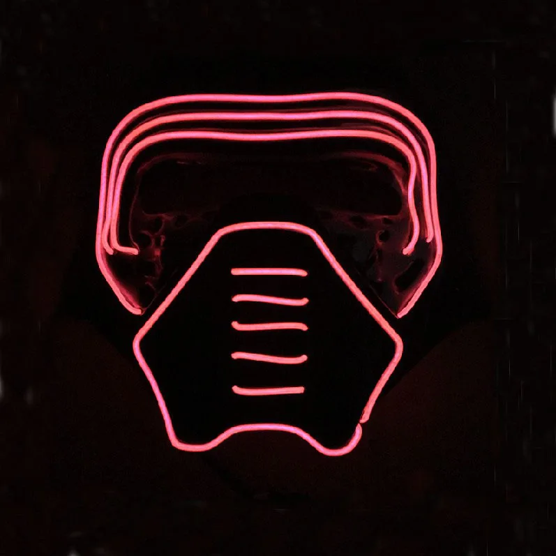 

El Cold Light Mask LED Luminous Mask PVC Black Soldiers Mask El Mask Halloween Dance Mask Shining