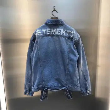 

2020SS Vetements Jackets 1:1 High Quality Version Vetements Jacket Men Women Vintage VTM Outwear Anarchy Logo Mid Blue Style