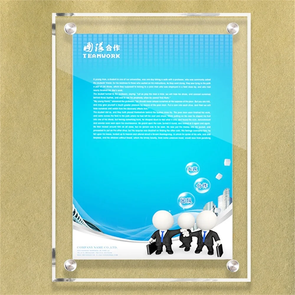 Clear Acrylic Tabletop Picture Frame Frameless Picture Frame Certificate  Camp Poster Display Stand Frame Rectangle Paper
