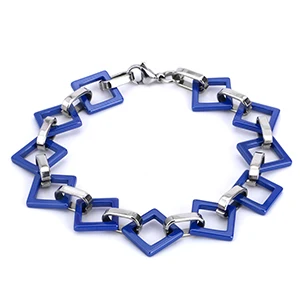 Модные ювелирные изделия квадратный браслет синий керамический браслет из нержавеющей стали Шарм для женщин дизайн здоровый материал Свадебная вечеринка - Окраска металла: Blue
