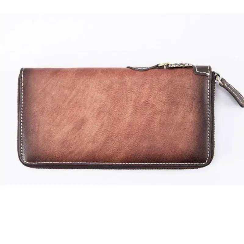 

Man's Long Wallet Leather Handbag Credit Card Holder Zipper Coin Change Purse