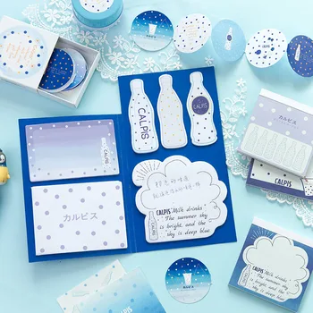 

Cute bottle Blue Memo Pads Creative Drink Sticky Notes Writing Notepads For Kids DIY Stationery School Office Novely Supplies
