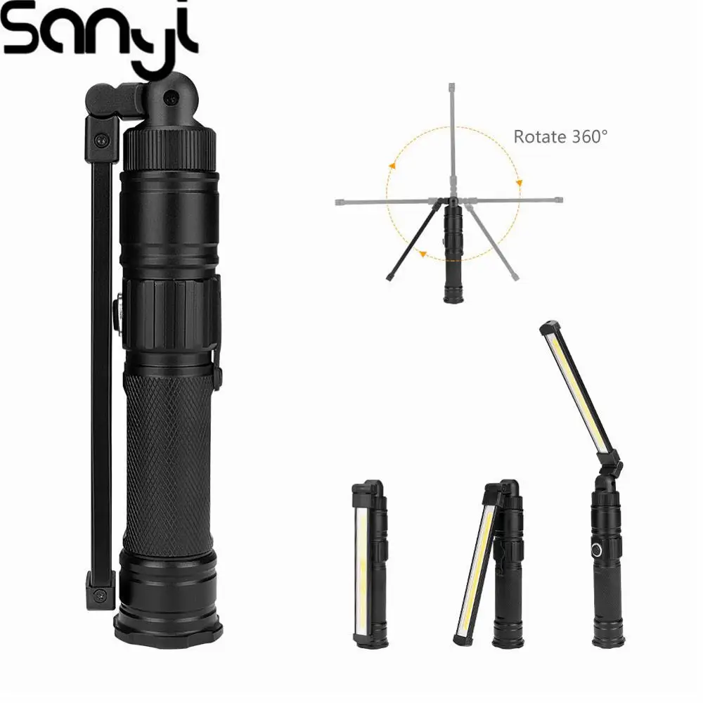 

Sanyi LED Flashlight 1*18650 LED+COB Working Lamp Magnetic USB Rechargeable Light 5 Modes Torch COB Lanterna Lamp for Camp/Climb