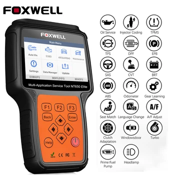 Считыватель кодов Foxwell NT650 Elite OBD2, диагностический инструмент для двигателя ABS, подушка безопасности, EPB, масло TPMS 20, OBD, Автомобильный сканер Считыватель кодов Foxwell NT650 Elite OBD2, диагностический инструмент для двигателя ABS, подушка безопасности, EPB, масло TPMS 20, OBD, Автомобильный сканер