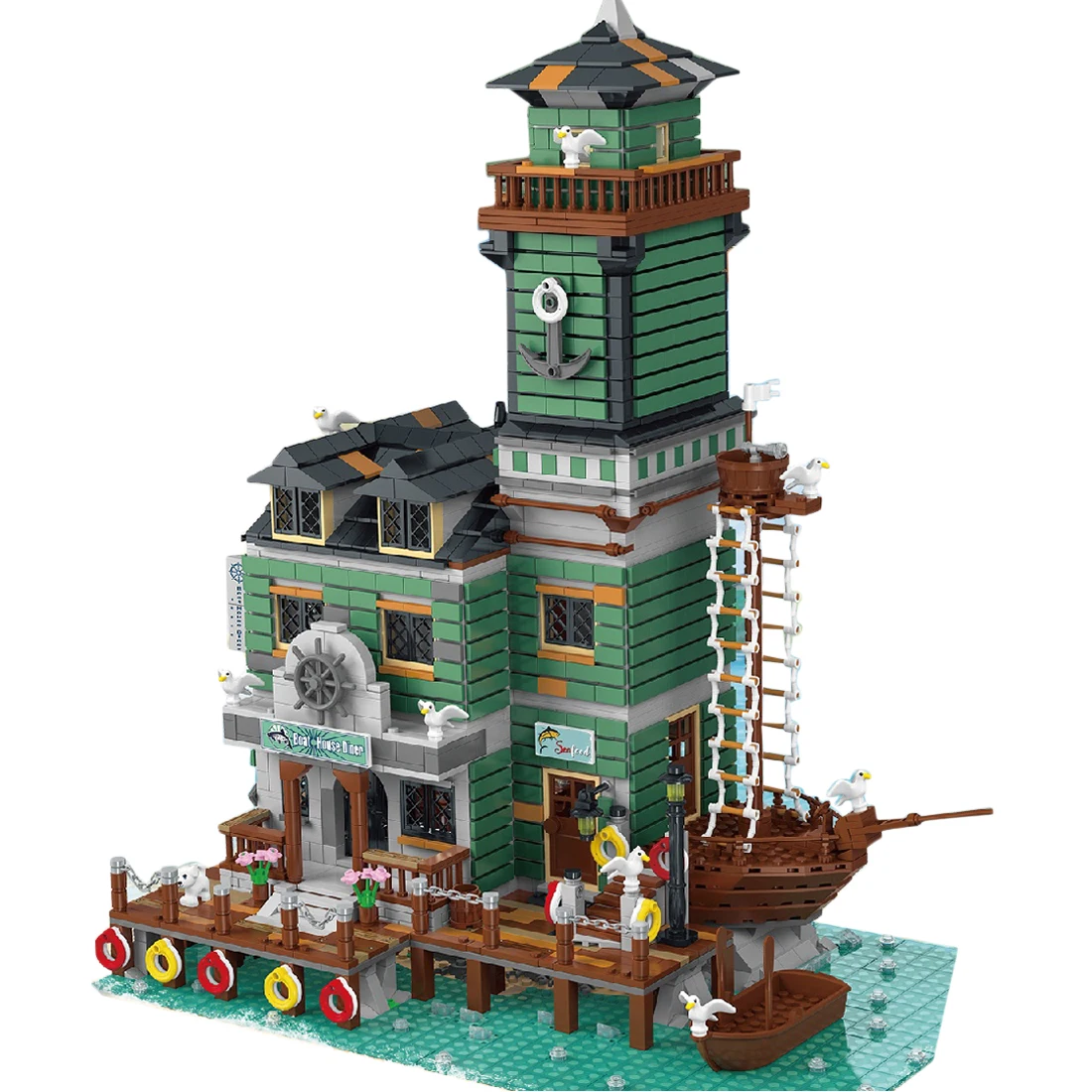 

3545Pcs MOC City Street View Model Building Blocks Old Fishing Boat House Diner Restaurant Pier Architecture Bricks Toys Gift