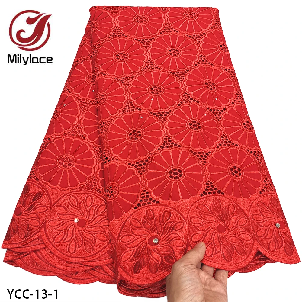 

Африканская кружевная ткань высокое качество сухой хлопок вышивка швейцарские кружева для вечерние платье YCC-13