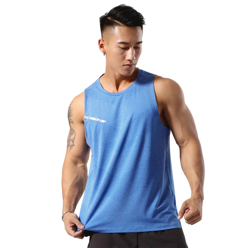 Summer Men Running Vest Polyester Gym Top Men Quick Dry Training Vests Breathable Fitness
