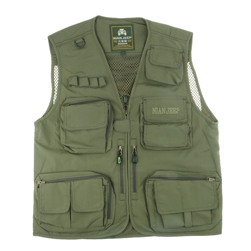 Men's Mesh Fishing Vest Photography Working Multi-pockets Vest Outdoors Sports Journalist's Vest Jacket Survival Utility Vest