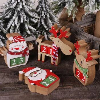 

Wood Christmas Calendars Santa Claus Decorations for Home Xmas Ornament Creative Christmas Gifts