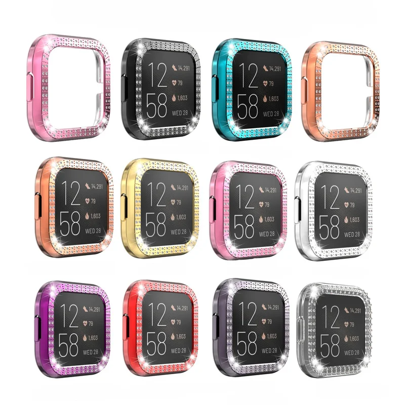 Двойной чехол для часов Fitbit Versa /Lite роскошный блестящий защитный с рамкой смарт