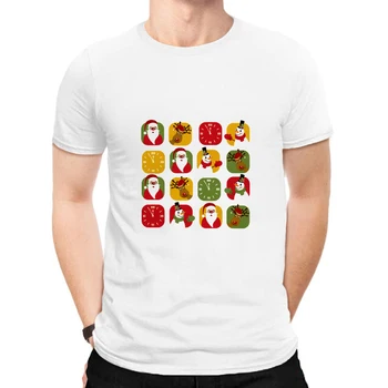 

2019 Summer Casual Merry Christmas cartoon print T-Shirt men Cotton Christmas T shirt Soft Short Sleeve men White Tops
