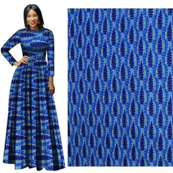 

Polyester African Ankara Real Wax Print Fabric For Wedding Party Dress DIY Sewing Materials Blue Nigerian Veritable Wax Fabric