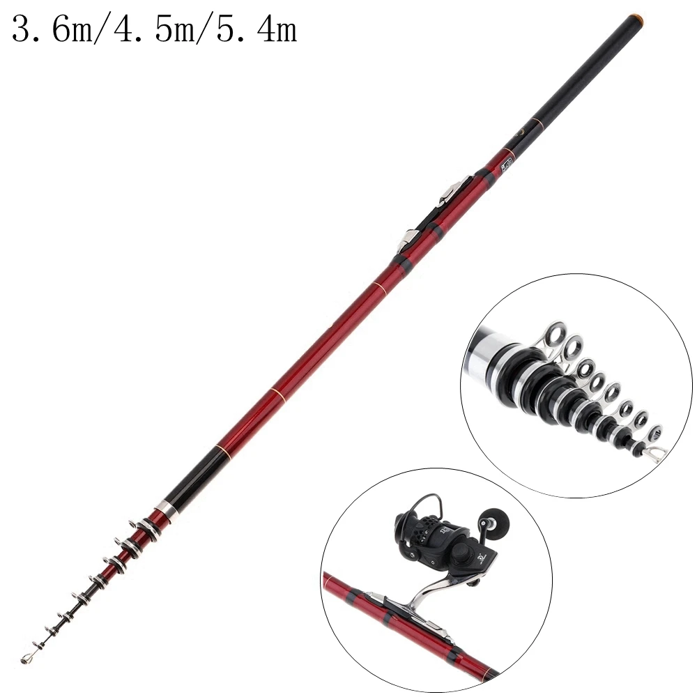 3.6m / 4.5m / 5.4m Telescopic Rock Carp Fishing Rod 7/ 8 /10Sections
