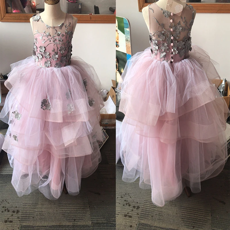 Платье принцессы для девочек; детское платье с оборками для маленьких девочек; нарядные свадебные платья; длинные торжественные платья; бальное платье; пышные Детские платья для выпускного бала